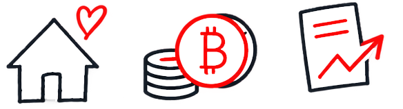 Real Estate, Cryptocurrencies, Stocks